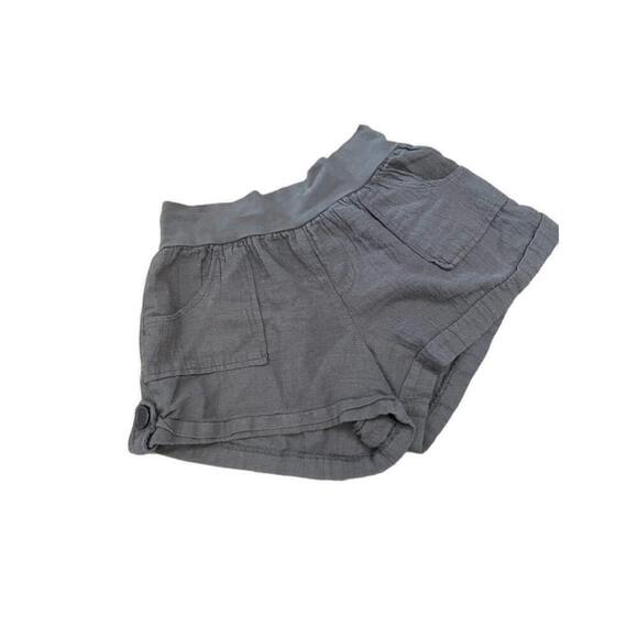 Grey Elastic High Rise Waist Cuffed Mini Short S - Picture 2 of 7